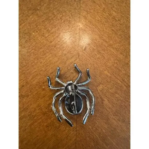 Spider Shaped Black Rhinestone Brooch Pin - Picture 2 of 3